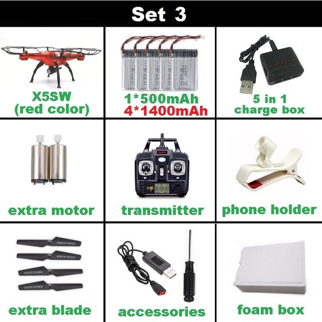 SYMA X5SW FPV Drone X5C Upgrade WiFi Camera Real Time Video RC Quadcopter 2.4G 6-Axis Quadrocopter With 5 Battery
