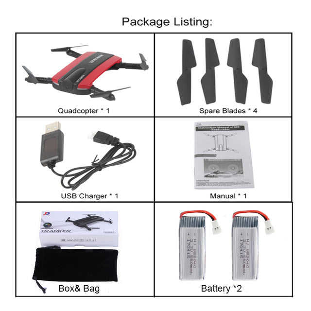 Selfie Drone JXD 523W JXD 523 Tracker Foldable Mini Rc Drone with Wifi FPV Camera Altitude Hold Headless Mode RC Helicopter