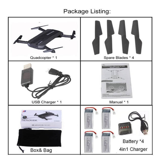 Selfie Drone JXD 523W JXD 523 Tracker Foldable Mini Rc Drone with Wifi FPV Camera Altitude Hold Headless Mode RC Helicopter