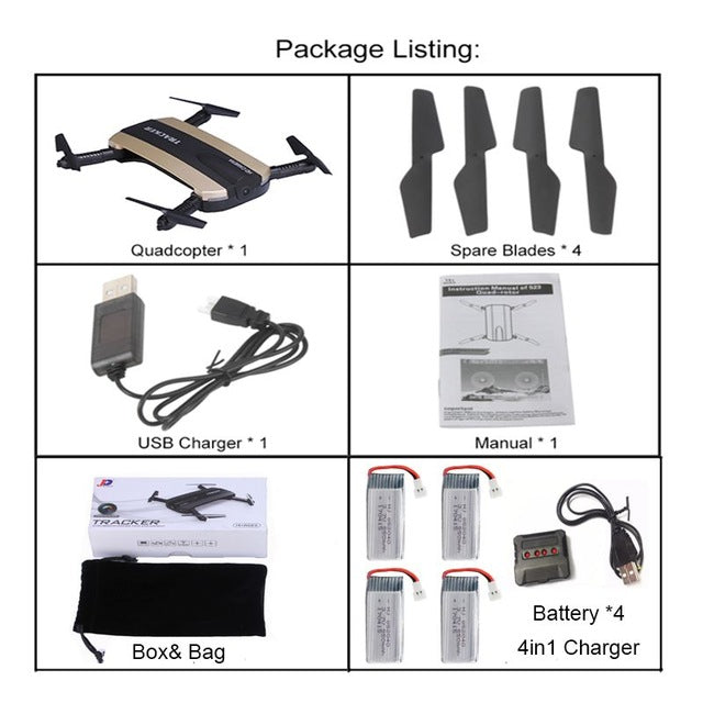 Selfie Drone JXD 523W JXD 523 Tracker Foldable Mini Rc Drone with Wifi FPV Camera Altitude Hold Headless Mode RC Helicopter