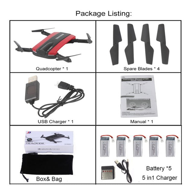 Selfie Drone JXD 523W JXD 523 Tracker Foldable Mini Rc Drone with Wifi FPV Camera Altitude Hold Headless Mode RC Helicopter