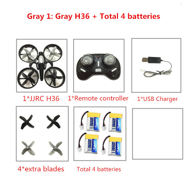 RC Drone Mini Drone JJRC H36 6 Axis RC Quadcopters With Headless Mode Drones One Key Return RC Helicopter Toy Gifts