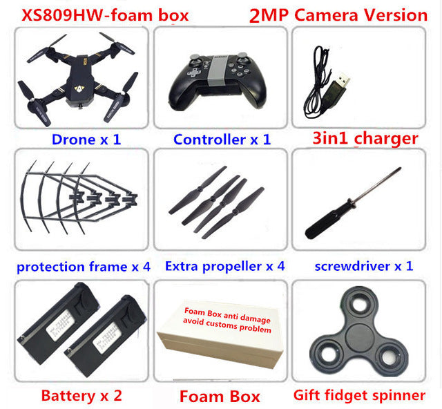 VISUO XS809HW XS809W Wifi FPV 2MP 720P HD Camera Foldable Selfie Drone Altitude Hold RC Quadcopter Drones RC Helicopter VS E58