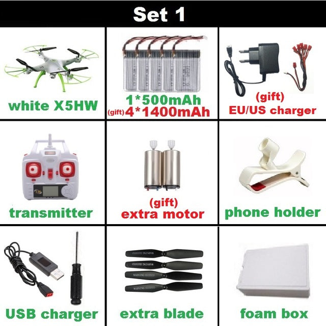 SYMA X5HW Quadrocopter Drone with Camera Wifi FPV HD Real-time 2.4G 4CH RC Helicopter Quadcopter RC Dron Toy (X5SW Upgrade)