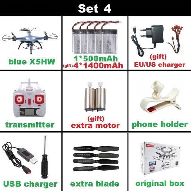 SYMA X5HW Quadrocopter Drone with Camera Wifi FPV HD Real-time 2.4G 4CH RC Helicopter Quadcopter RC Dron Toy (X5SW Upgrade)