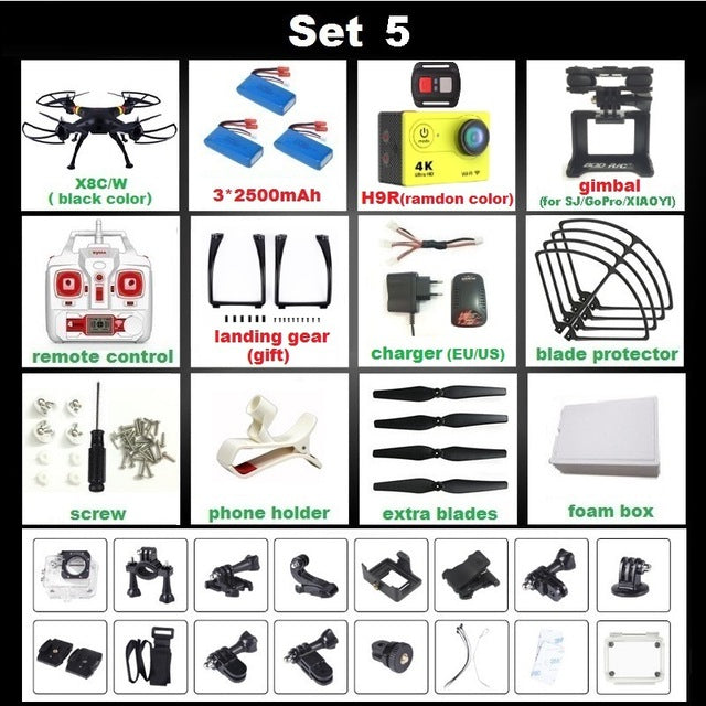 SYMA X8C X8G X8W X8HG X8 FPV RC Drone With H9R 4K Camera 1080p Ultra HD WiFi 2.4G 4CH RC Quadcopter Helicopter Professional Dron