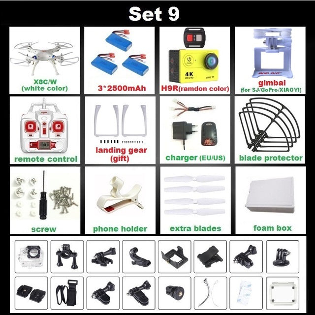 SYMA X8C X8G X8W X8HG X8 FPV RC Drone With H9R 4K Camera 1080p Ultra HD WiFi 2.4G 4CH RC Quadcopter Helicopter Professional Dron