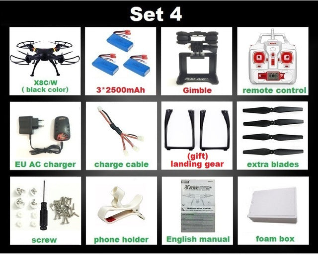 Syma X8 X8C X8W FPV RC Drone Quadcopter Without Camera Professional Dron With Holder For Gopro/SJCAM/Xiaoyi/Eken Action Camera