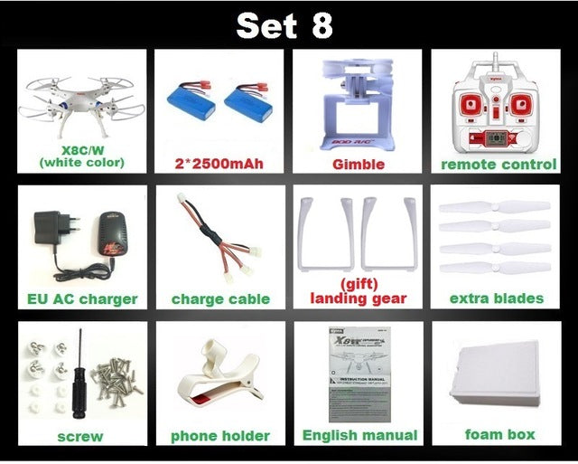Syma X8 X8C X8W FPV RC Drone Quadcopter Without Camera Professional Dron With Holder For Gopro/SJCAM/Xiaoyi/Eken Action Camera