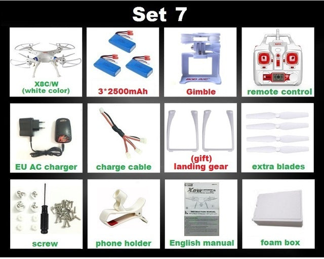 Syma X8 X8C X8W FPV RC Drone Quadcopter Without Camera Professional Dron With Holder For Gopro/SJCAM/Xiaoyi/Eken Action Camera