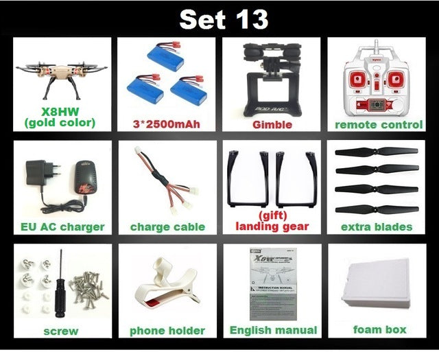 Syma X8 X8C X8W FPV RC Drone Quadcopter Without Camera Professional Dron With Holder For Gopro/SJCAM/Xiaoyi/Eken Action Camera