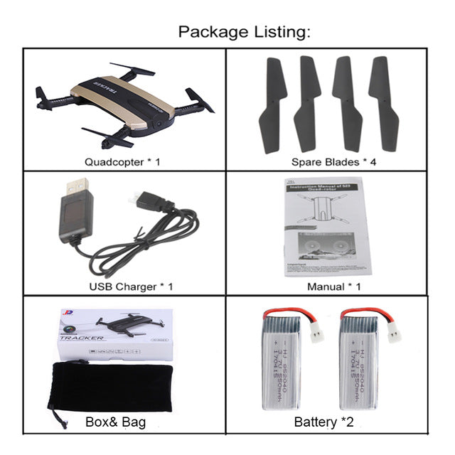 Selfie Drone JXD 523W  JXD 523 Tracker Foldable Mini Rc Drone with Wifi FPV Camera Altitude Hold Headless Mode RC Helicopter