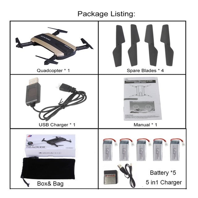 Selfie Drone JXD 523W  JXD 523 Tracker Foldable Mini Rc Drone with Wifi FPV Camera Altitude Hold Headless Mode RC Helicopter