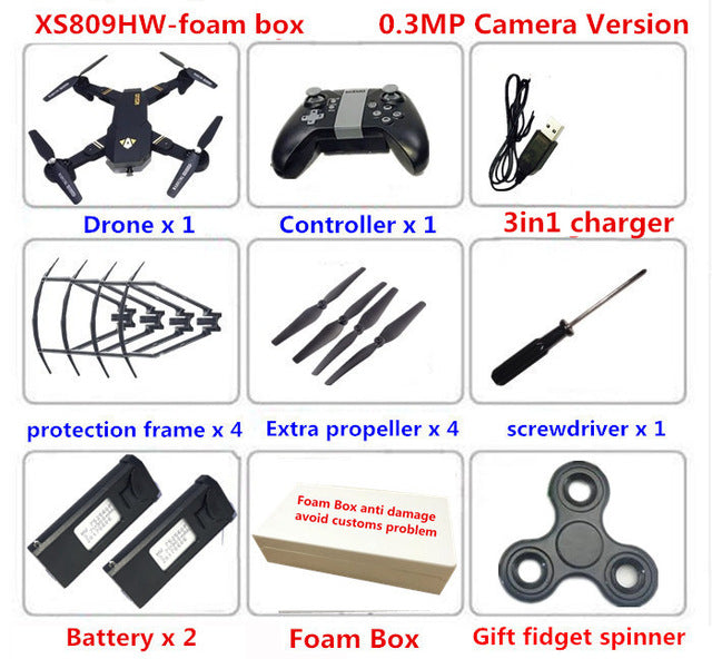 VISUO XS809HW XS809W Wifi FPV 2MP 720P HD Camera Foldable Selfie Drone Altitude Hold RC Quadcopter Drones RC Helicopter VS E58