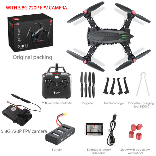 MJX Bugs 6 Professional Racing RC Drone with Camera HD 720P FPV Live Video Quadcopter RTF KEDIOR X8SW Hero 3