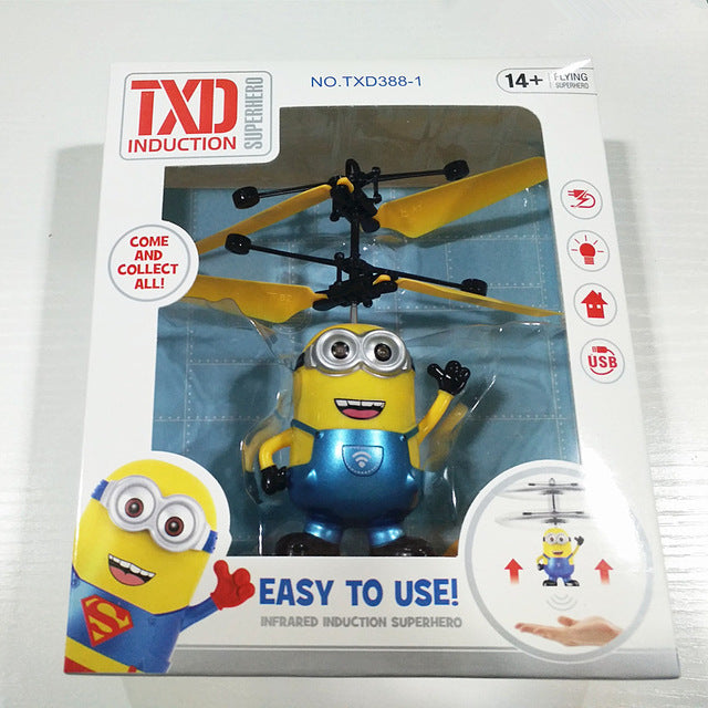 Minion Fly Flashing helicopter Hand Control RC Toys Minion Helicopter  Quadcopter Drone Ar.drone with LED