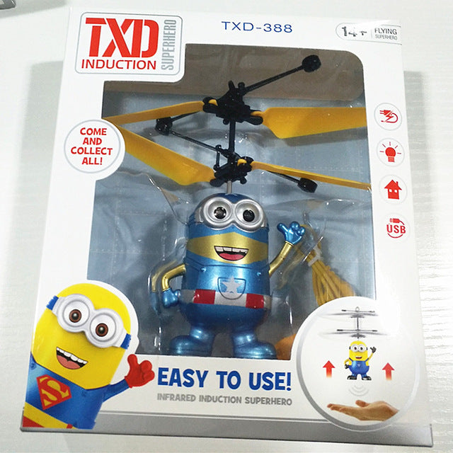 Minion Fly Flashing helicopter Hand Control RC Toys Minion Helicopter  Quadcopter Drone Ar.drone with LED