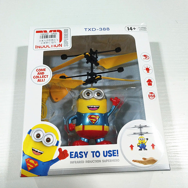 Minion Fly Flashing helicopter Hand Control RC Toys Minion Helicopter  Quadcopter Drone Ar.drone with LED