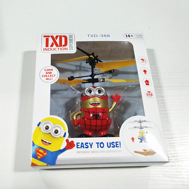 Minion Fly Flashing helicopter Hand Control RC Toys Minion Helicopter  Quadcopter Drone Ar.drone with LED
