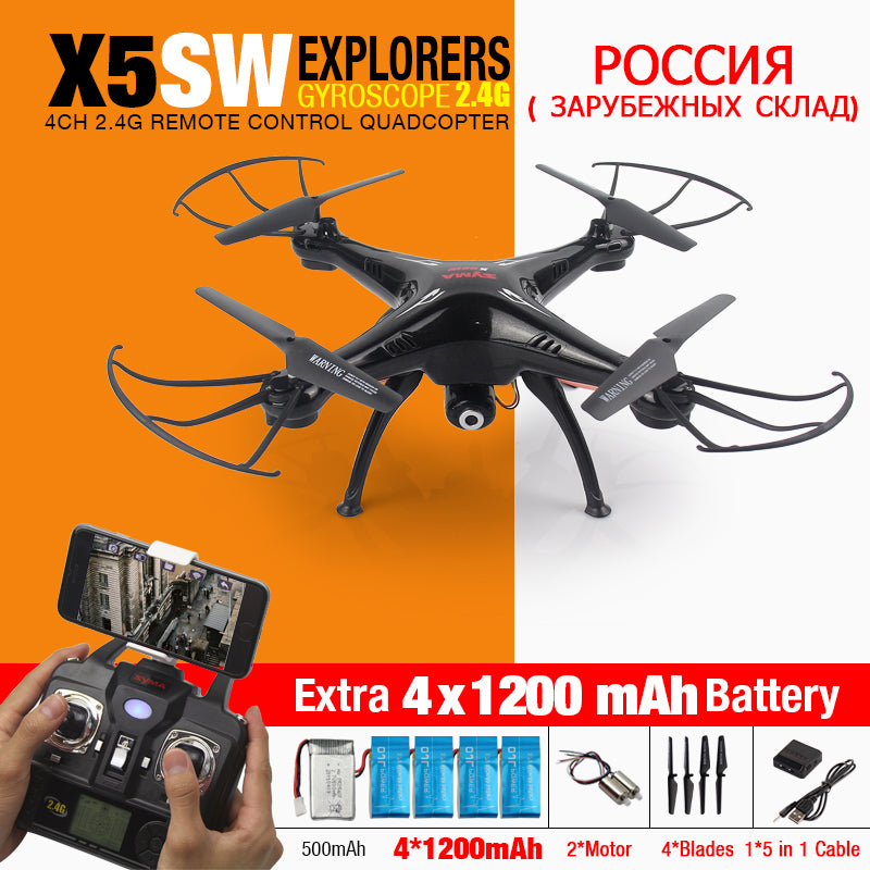 Original SYMA X5SW  X5SW-1 FPV RC Quadcopter RC Drone with WIFI Camera HD 2.4G 6-Axis RC Helicopter Toys With 5 Battery VS X5C
