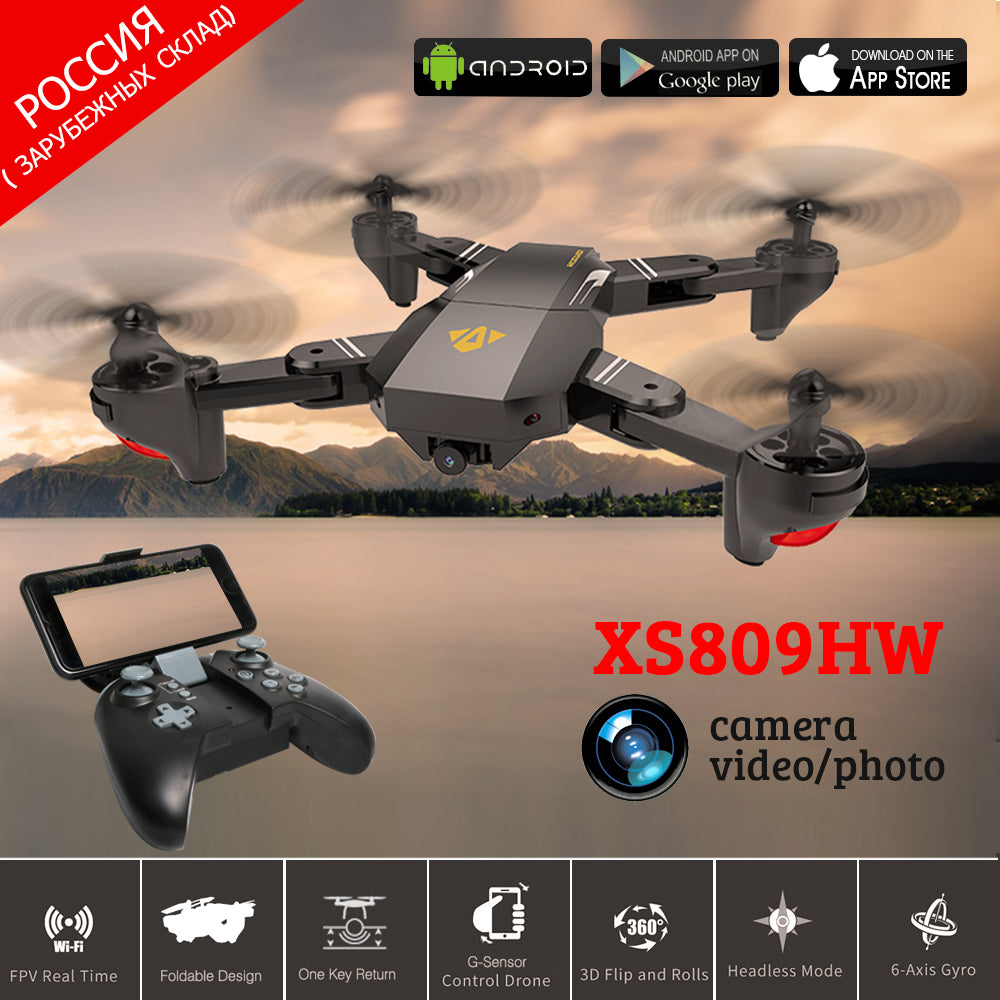 XS809HW PFV RC Quadcopter RC Drone With WIFI Camera 2.4G 6-Axis RTF Headless Mode Altitude Hold Foldable Helicopter Toys VS H47