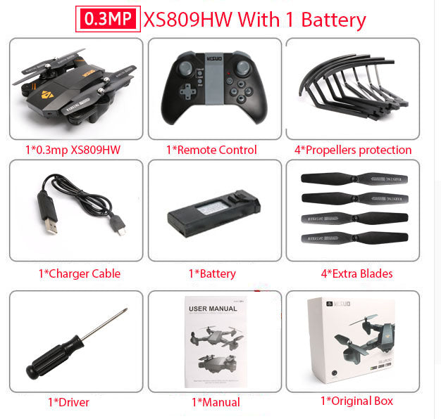 XS809HW PFV RC Quadcopter RC Drone With WIFI Camera 2.4G 6-Axis RTF Headless Mode Altitude Hold Foldable Helicopter Toys VS H47