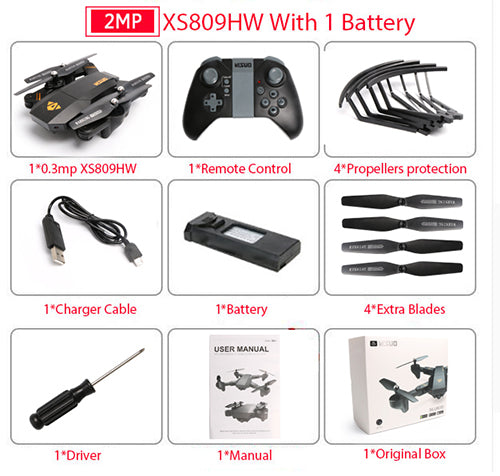 XS809HW PFV RC Quadcopter RC Drone With WIFI Camera 2.4G 6-Axis RTF Headless Mode Altitude Hold Foldable Helicopter Toys VS H47
