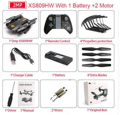 XS809HW PFV RC Quadcopter RC Drone With WIFI Camera 2.4G 6-Axis RTF Headless Mode Altitude Hold Foldable Helicopter Toys VS H47