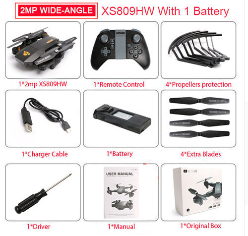 XS809HW PFV RC Quadcopter RC Drone With WIFI Camera 2.4G 6-Axis RTF Headless Mode Altitude Hold Foldable Helicopter Toys VS H47