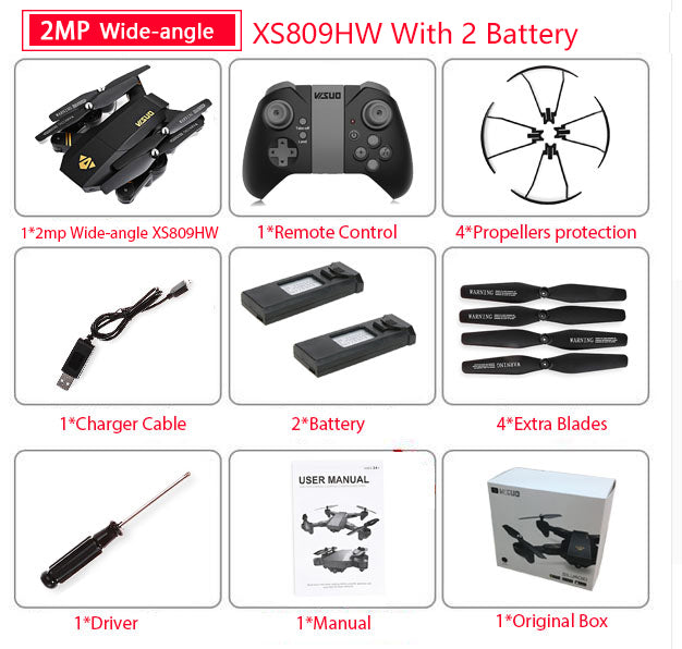 RC Dron Visuo XS809W XS809HW Mini Foldable Selfie Drone with Wifi FPV 0.3MP or 2MP Camera Altitude Hold Quadcopter Vs JJRC H37