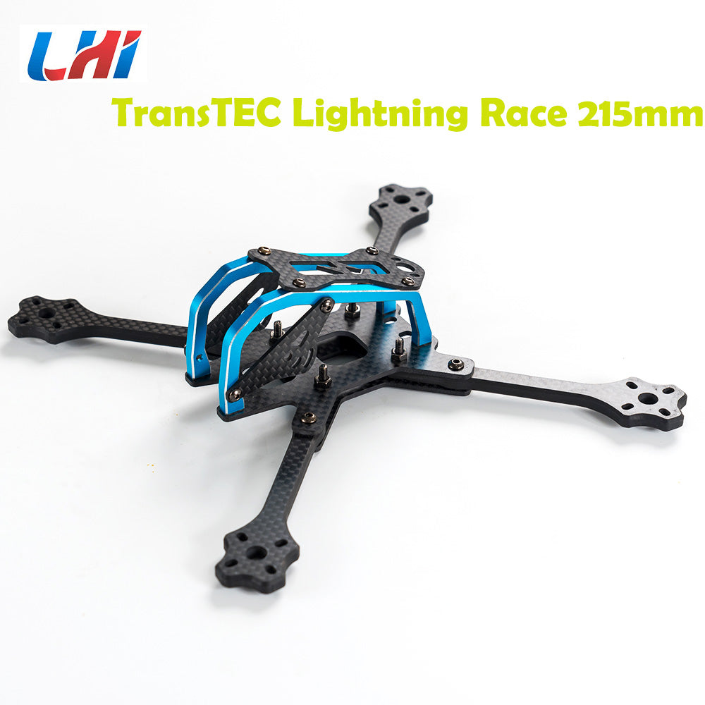 2017 Newest TransTEC for Lightning Race 215mm 4mm 3K Full Carbon Fiber Frame Kit Blue / Sliver for RC Racing Racer Drone Toy DIY