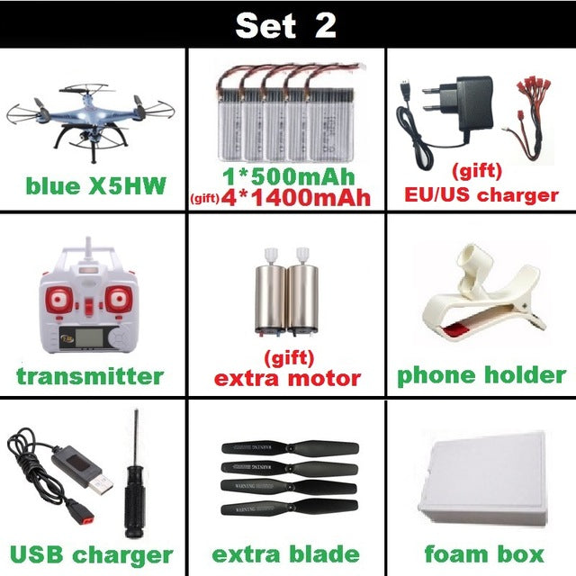 SYMA X5HW Quadrocopter Drone with Camera Wifi FPV HD Real-time 2.4G 4CH RC Helicopter Quadcopter RC Dron Toy (X5SW Upgrade)