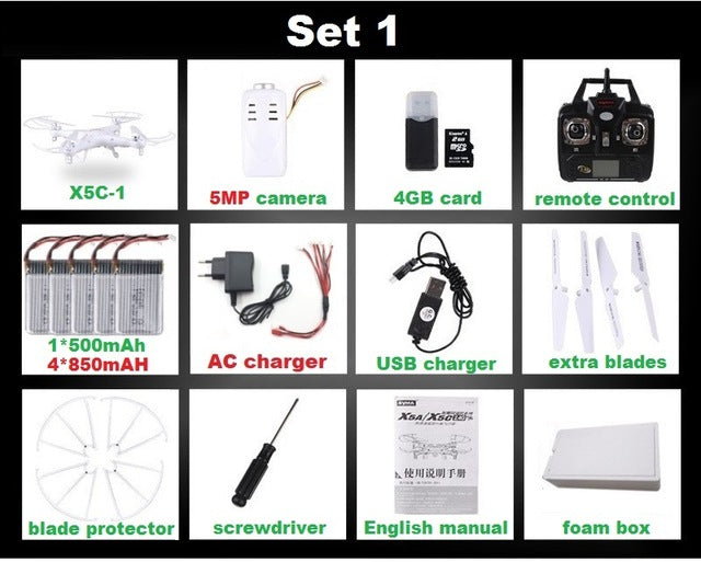 SYMA X5C X5 (Upgrade Version) RC Drone With 5MP 1080P HD Camera 4CH 6-Axis Remote Control Helicopter Quadcopter Dron Kids Toys