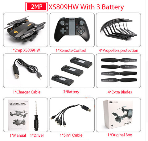 XS809HW PFV RC Quadcopter RC Drone With WIFI Camera 2.4G 6-Axis RTF Headless Mode Altitude Hold Foldable Helicopter Toys VS H47