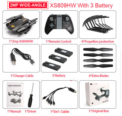 XS809HW PFV RC Quadcopter RC Drone With WIFI Camera 2.4G 6-Axis RTF Headless Mode Altitude Hold Foldable Helicopter Toys VS H47