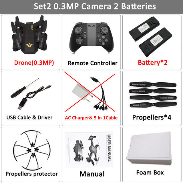 VISUO Xs809HW Xs809W Foldable Drone with Camera HD 2MP Wide Angle WIFI FPV Altitude Hold RC Quadcopter Helicopter VS H47 Dron