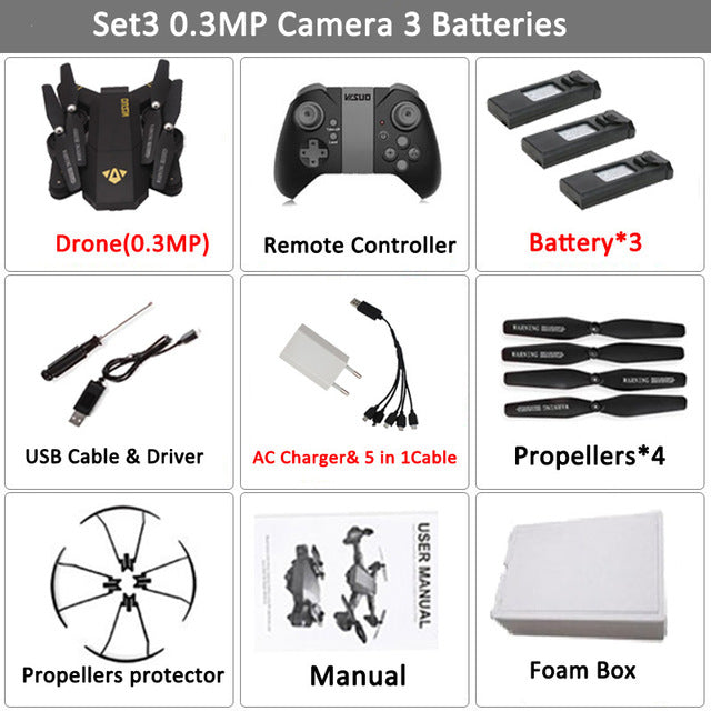 VISUO Xs809HW Xs809W Foldable Drone with Camera HD 2MP Wide Angle WIFI FPV Altitude Hold RC Quadcopter Helicopter VS H47 Dron