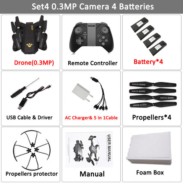 VISUO Xs809HW Xs809W Foldable Drone with Camera HD 2MP Wide Angle WIFI FPV Altitude Hold RC Quadcopter Helicopter VS H47 Dron