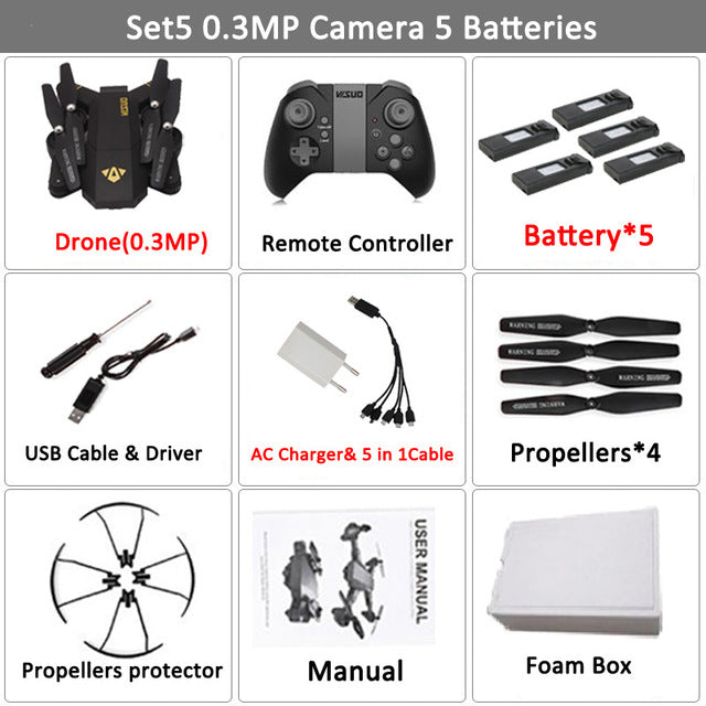 VISUO Xs809HW Xs809W Foldable Drone with Camera HD 2MP Wide Angle WIFI FPV Altitude Hold RC Quadcopter Helicopter VS H47 Dron