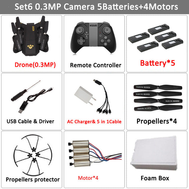 VISUO Xs809HW Xs809W Foldable Drone with Camera HD 2MP Wide Angle WIFI FPV Altitude Hold RC Quadcopter Helicopter VS H47 Dron