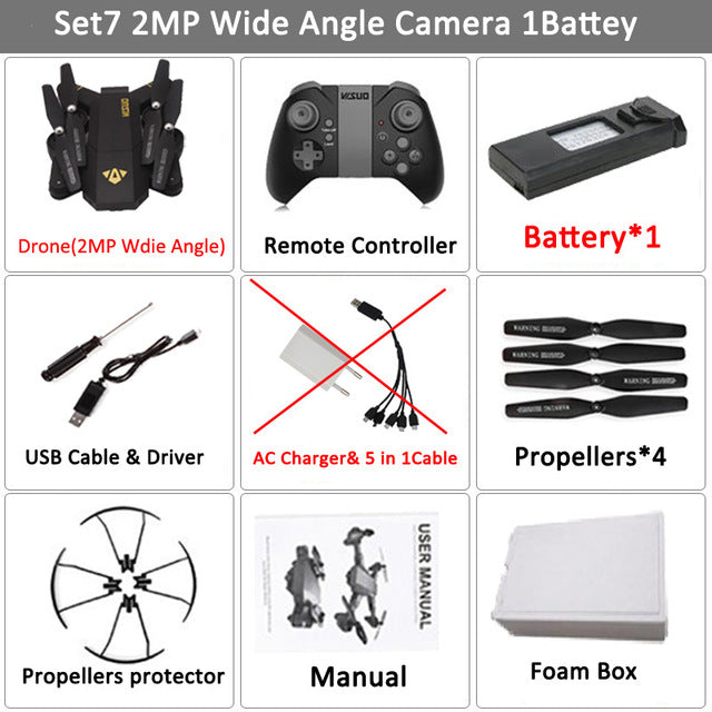 VISUO Xs809HW Xs809W Foldable Drone with Camera HD 2MP Wide Angle WIFI FPV Altitude Hold RC Quadcopter Helicopter VS H47 Dron