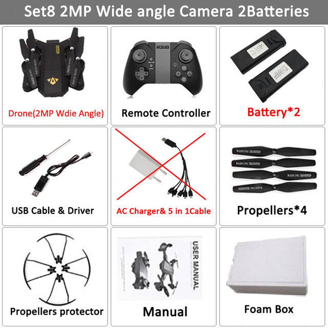 VISUO Xs809HW Xs809W Foldable Drone with Camera HD 2MP Wide Angle WIFI FPV Altitude Hold RC Quadcopter Helicopter VS H47 Dron
