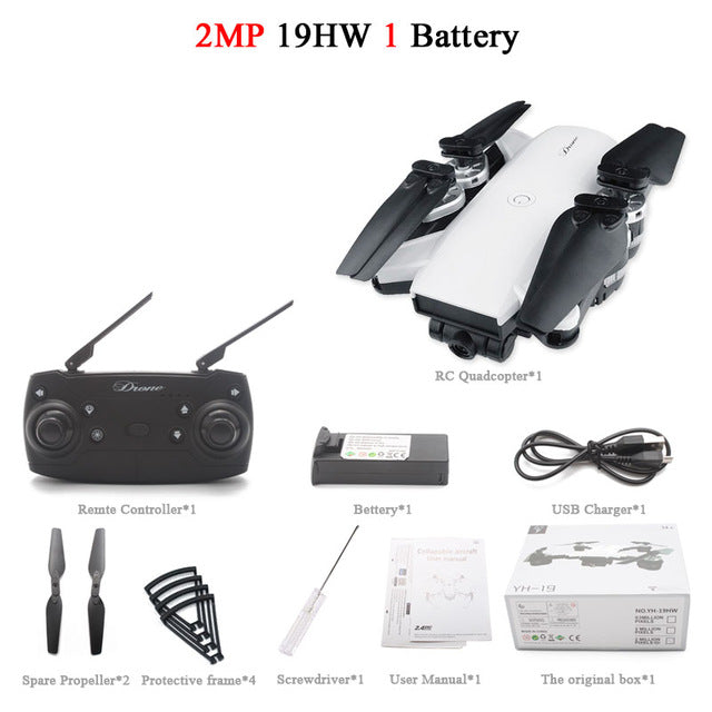 19HW RC Selfie Drone With 0.3mp/2mp HD WIFI FPV  Camera 6-Axis RC Helicopter Real Time Quadcopter vs Visuo XS809HW Eachine E58