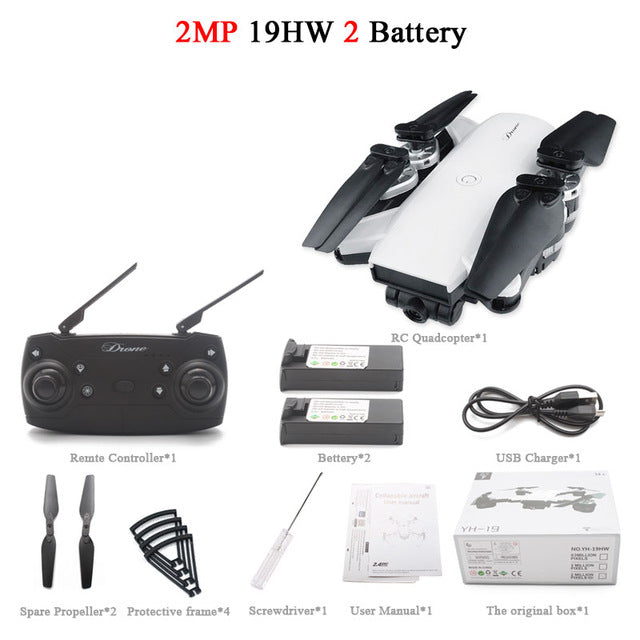 19HW RC Selfie Drone With 0.3mp/2mp HD WIFI FPV  Camera 6-Axis RC Helicopter Real Time Quadcopter vs Visuo XS809HW Eachine E58