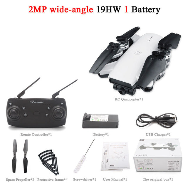 19HW RC Selfie Drone With 0.3mp/2mp HD WIFI FPV  Camera 6-Axis RC Helicopter Real Time Quadcopter vs Visuo XS809HW Eachine E58