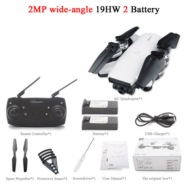 19HW RC Selfie Drone With 0.3mp/2mp HD WIFI FPV  Camera 6-Axis RC Helicopter Real Time Quadcopter vs Visuo XS809HW Eachine E58