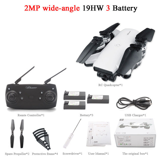19HW RC Selfie Drone With 0.3mp/2mp HD WIFI FPV  Camera 6-Axis RC Helicopter Real Time Quadcopter vs Visuo XS809HW Eachine E58